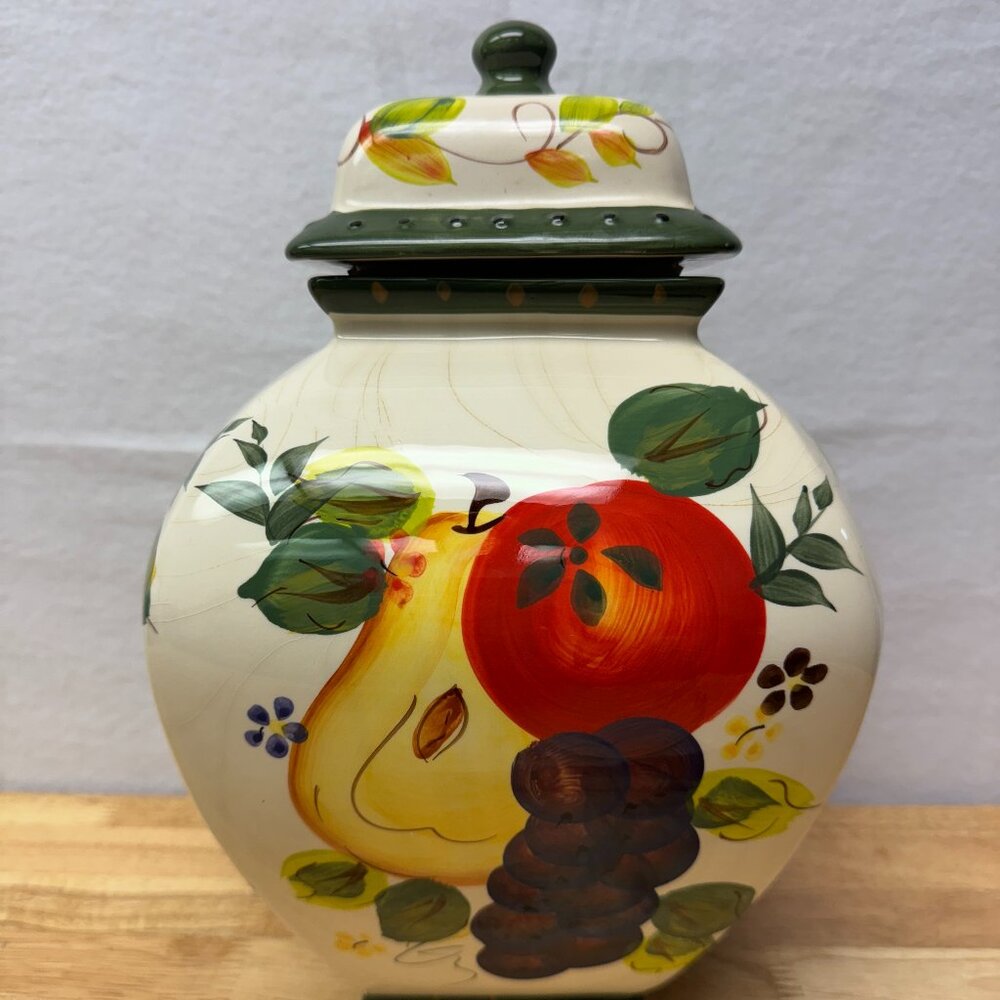 Vintage Biscotti Jar - Homemade for Nonni's:  Glazed Ceramic, Beautiful & Rare